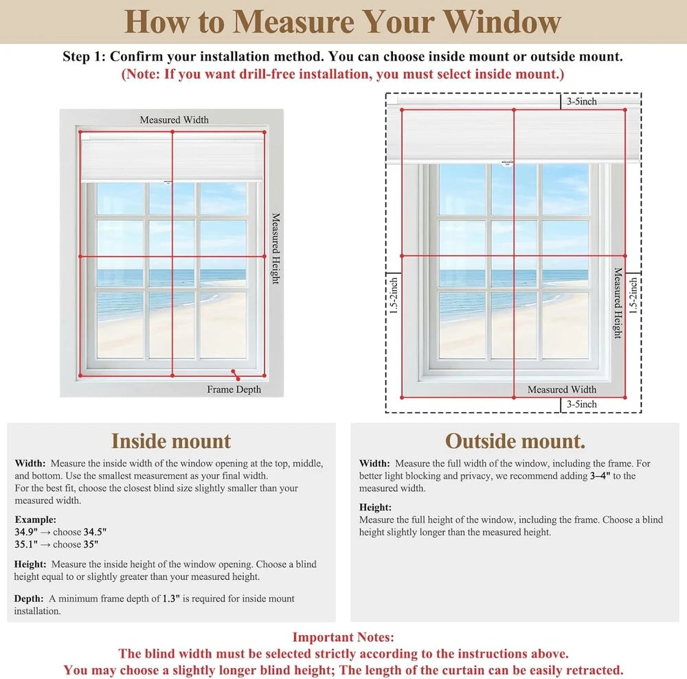 Serlmwnt Cordless Honeycomb Shades