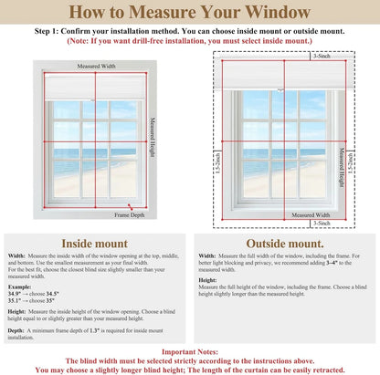 Serlmwnt Cordless Honeycomb Shades
