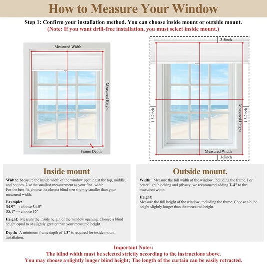Serlmwnt Cordless Honeycomb Shades