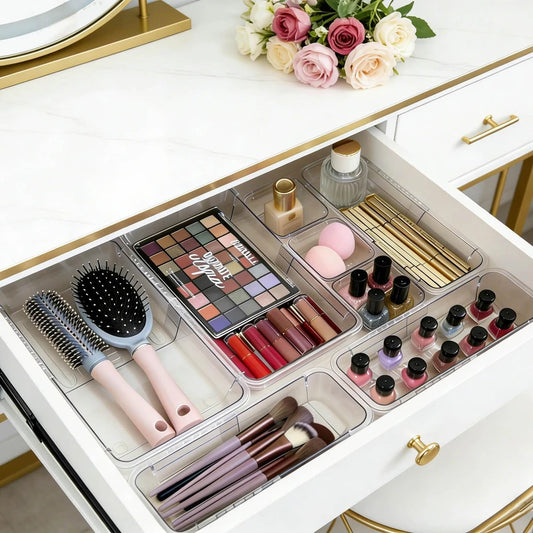 Adjustable Clear Drawer Organizer Set