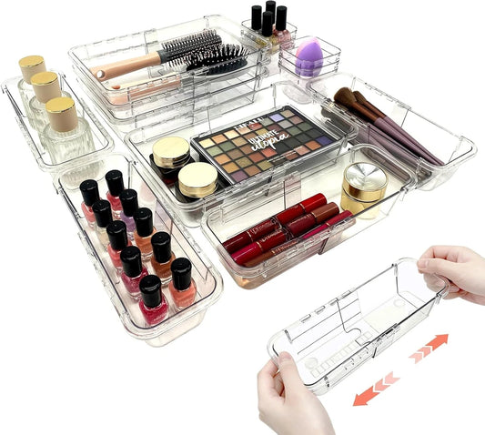 Adjustable Clear Drawer Organizer Set
